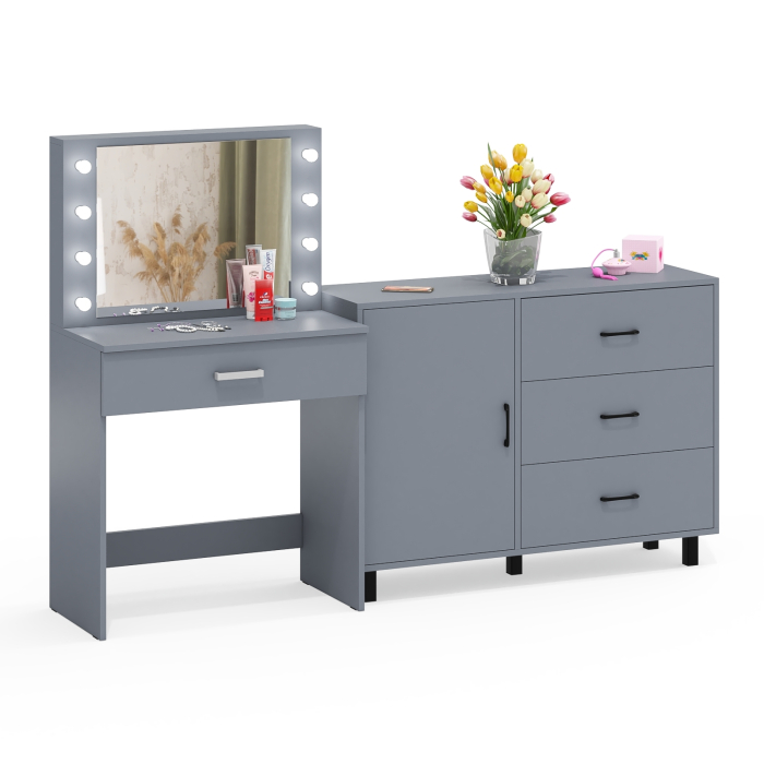 Туалетные столики, Косметический стол с подсветкой и выдвижным ящиком СТ-4 и комод 122-1204