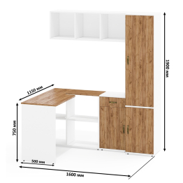 Домашний офис Лидер-8 из компьютерного стола с верхней полкой и пенала для одежды с тумбой МД 3.15