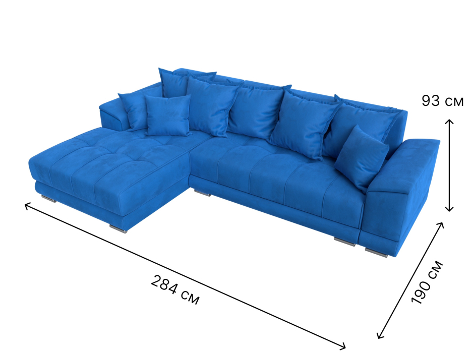 Диваны угловые в гостиную, Угловой диван НордСтар левый угол, велюр