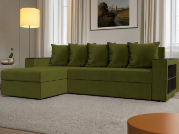 Диван угловой Дубай Лайт, микровельвет, левый угол