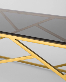 Журнальный стол АРТ ДЕКО 120х60 (Стекло smoke/Сталь золото)