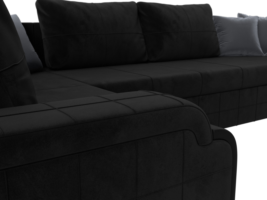 Диваны с ящиком для белья, П-образный диван Николь, велюр / экокожа