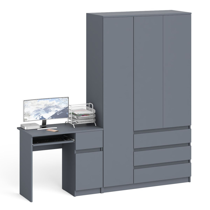 Домашние кабинеты, Компьютерный стол Мори с тумбой с дверкой и ящиком правый и шкаф-комод МШ1200-1