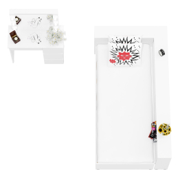 Кровать с ящиками с прикроватным блоком для вещей Ксения 900 и столик косметический с подсветкой Сура