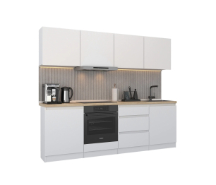 Кухонный гарнитур Леон прямой 240 см, белый