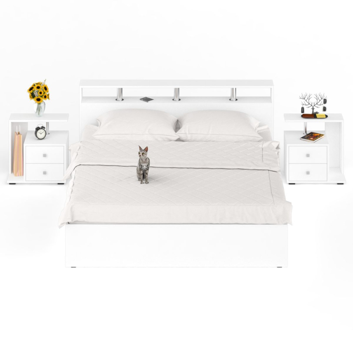 Спальные гарнитуры, Кровать Камелия 1800 с двумя прикроватными тумбами