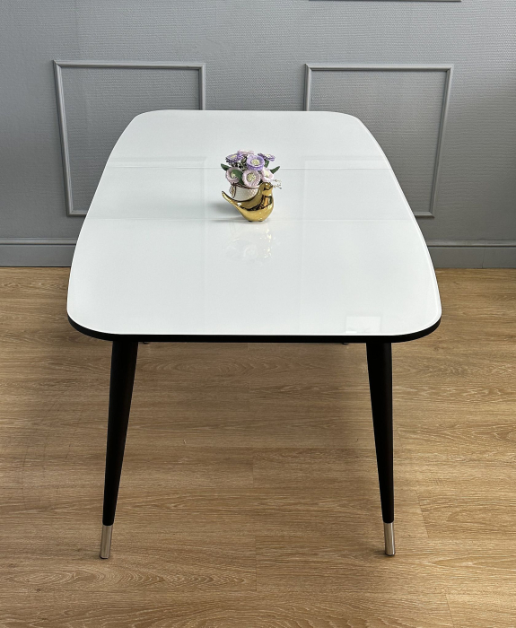 Обеденные столы, Стол Kenner K1200 раздвижной, стекло белое глянец