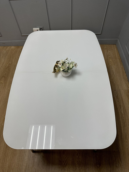 Обеденные столы, Стол Kenner K1200 раздвижной, стекло белое глянец