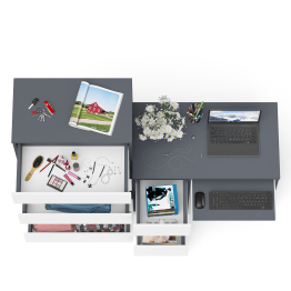 Комод высокий Мори МК700 5-ть ящиков и стол компьютерный Мори МС-6 левый