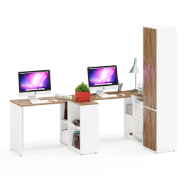 Два письменных стола и пенал для одежды Лидер-8