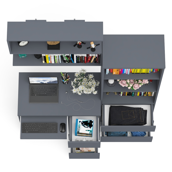 Прямые компьютерные столы, Рабочий стол Мори МС-6 правый с открытой полкой и стеллаж-комод МСТ600.3