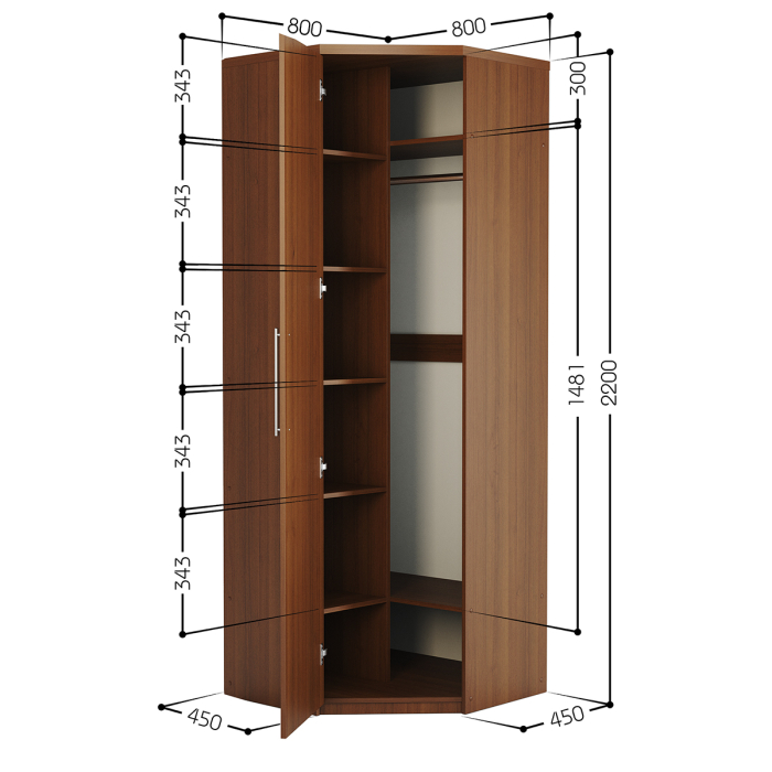 Для одежды, Шкаф угловой Мелодия МУ-12 80х80