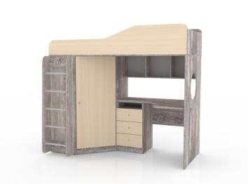 Кровать чердак Кадет 1 с металлической лестницей, Бетон