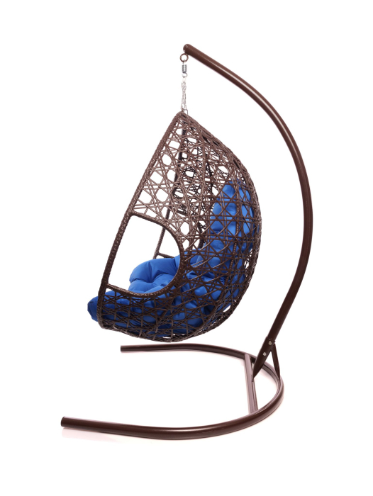 Кресла, Подвесное кресло ДЛЯ ДВОИХ ЛЮКС с ротангом коричневое