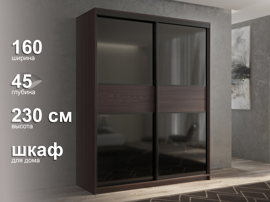 Шкафы-купе 2-х дверные, Шкаф-купе 2х дверный Кааппи 12 160х45