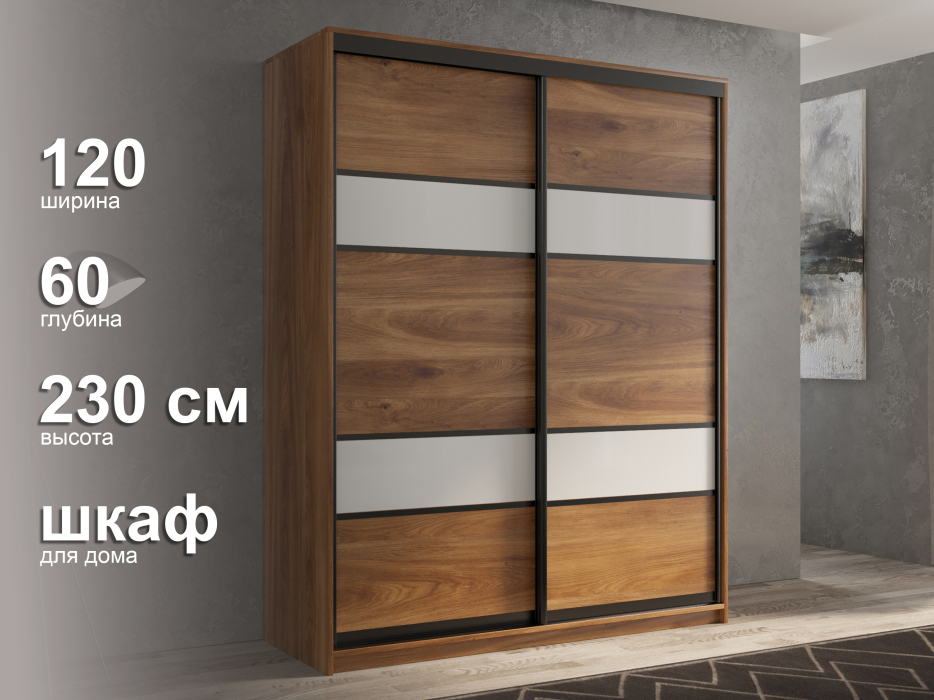 Шкафы-купе 2-х дверные, Шкаф-купе 2х дверный Кааппи 8 120х60