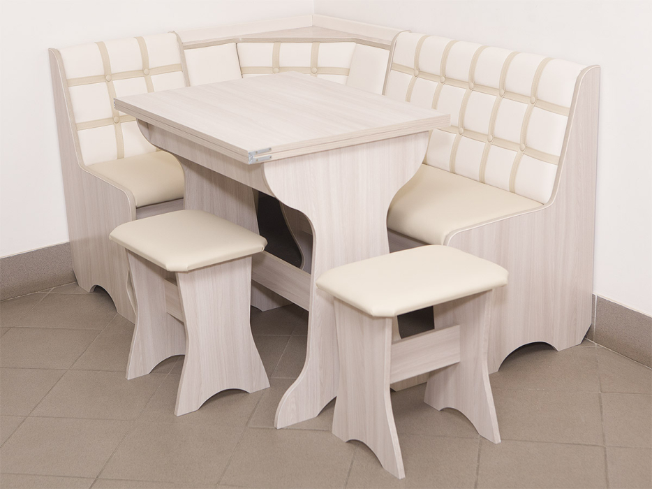 Кухонные уголки, Кухонный уголок Стиль 19Л (со столом СТ3) Ясень шимо светлый