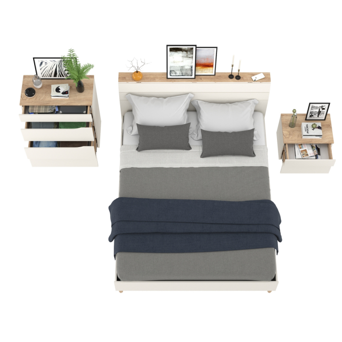 Спальные гарнитуры, Мебель для спальни Муссон: кровать 1600, основание, тумбочка и комод 4-ре ящика