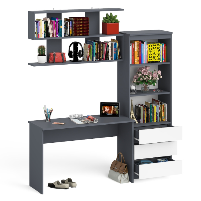 Прямые компьютерные столы, Стеллаж-комод Мори с письменным столом на 1200 и навесной полкой на 1200