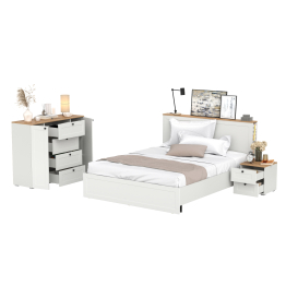 Кровать Остин 1600 с ортопедическим основанием с тумбой-комодом и тумбой прикроватной