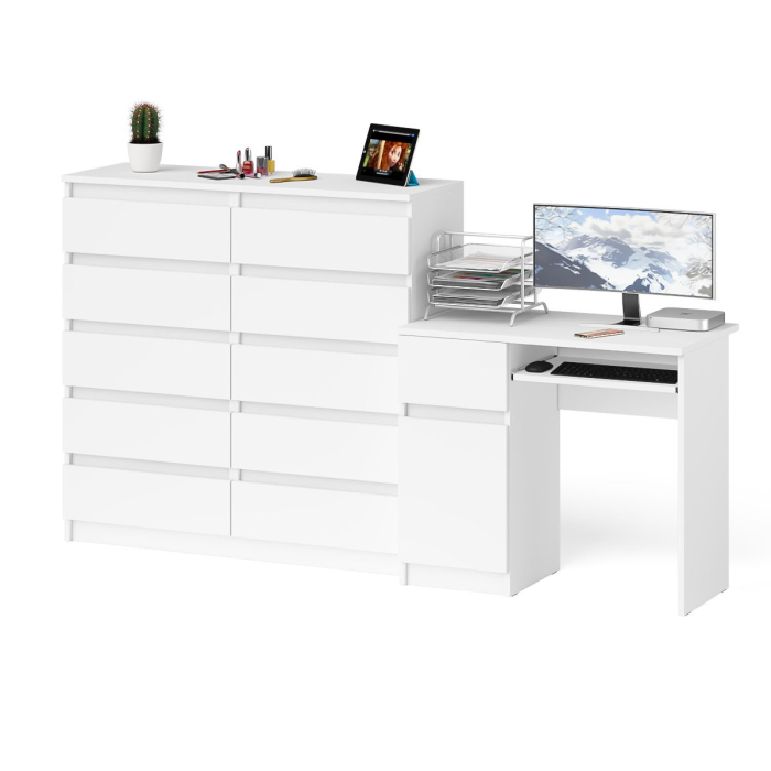 Домашние кабинеты, Комод Мори МК1200 на 10-ть ящиков и компьютерный стол МС-1 левый