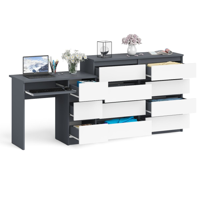 Компьютерные столы, Комод Мори МК1200 8-мь ящиков со столом компьютерным МС-6 правым