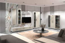 Стенки для гостиной, Модульная гостиная Грейс композиция 4  Снежный Ясень