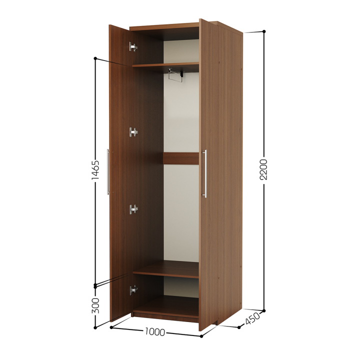 Прямые, Шкаф для одежды Мелодия МШ-21 100х45