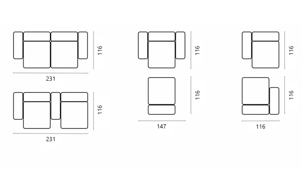 Диваны прямые, Прямой диван Фиджи двухсекционный, велюр