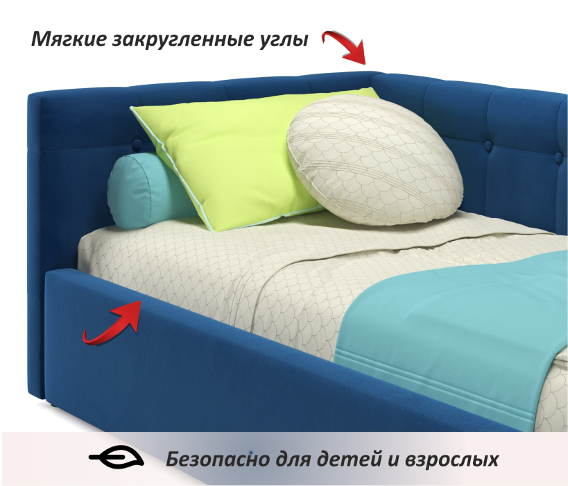 Мягкая кровать, Односпальная кровать-тахта Bonna 900 ортопедическое основание с матрасом АСТРА