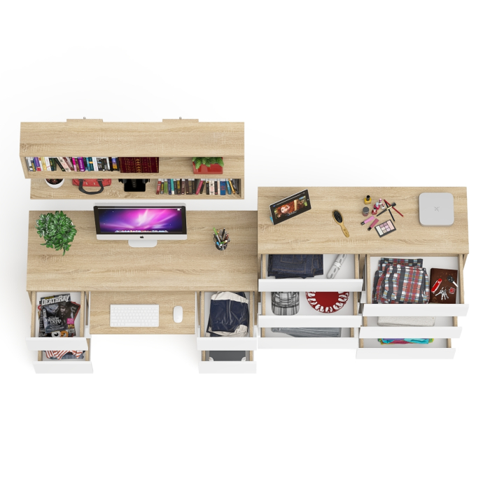 Домашние кабинеты, Комод Мори МК1200.10 со столом компьютерно-письменным и полкой сверху