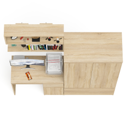 Стол компьютерный с ящиком МС-1 правый с навесной полкой и шкаф-комод МШ900.1 Мори