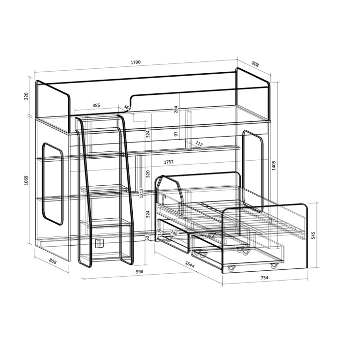 Для подростков, Двухъярусная кровать Легенда 42.3.2