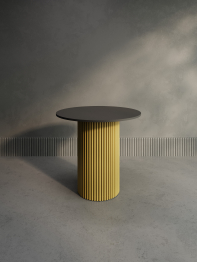 Стол круглый обеденный с золотым металлическим подстольем TRUBIS Wood L 80