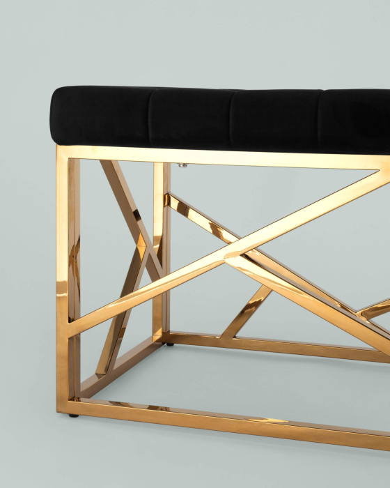 Банкетка в прихожую, Банкетка-скамейка АРТ ДЕКО (Сталь золото)