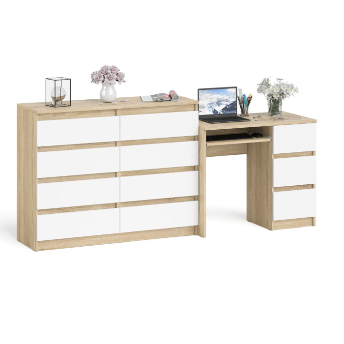 Компьютерные столы, Комод Мори МК1200 8-мь ящиков со столом компьютерным МС-6 правым