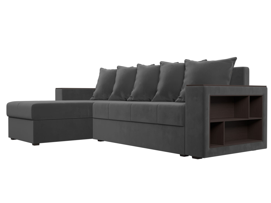 Диваны угловые в гостиную, Диван угловой Дубай Лайт, велюр, левый угол