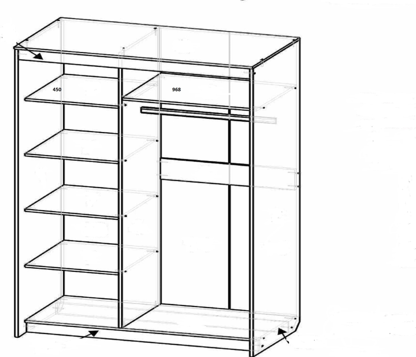 Шкафы-купе, Шкаф-купе шк-19 двух дверный с зеркалом