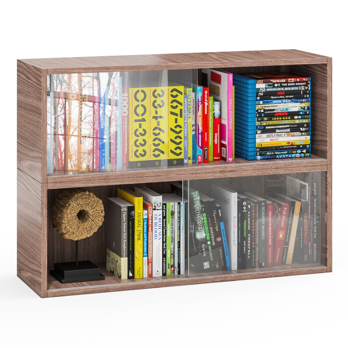 Настенные полки, Комплект из двух книжных полок со стеклом КН-01