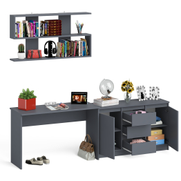 Стол письменный Мори 1200 с открытой полкой и тумбой-комодом