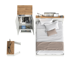 Кровать с ортопедическим основанием Остин и шкаф-комод для одежды с тумбой с дверками