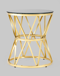 Журнальный стол ВИВА 50х50 (Стекло черное/Сталь золото)