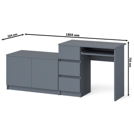 Компьютерный стол три ящика слева с тумбой 900 Мори