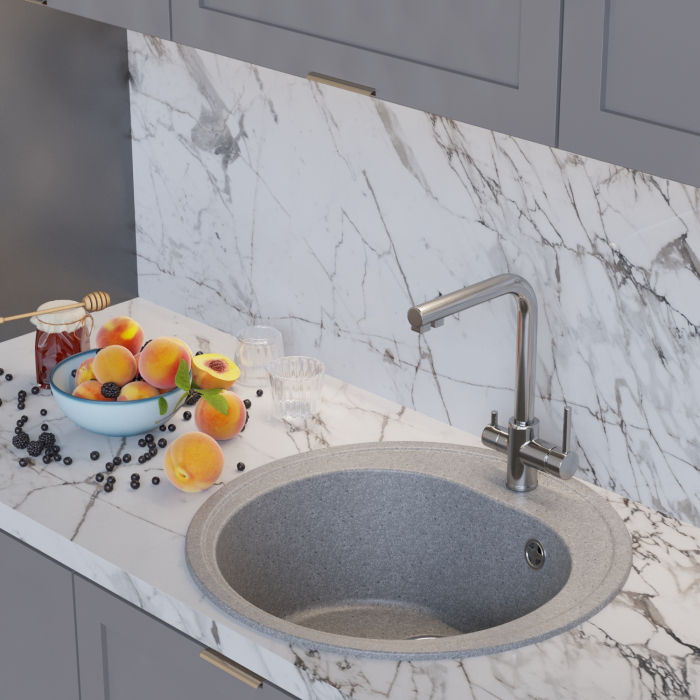 Кухонные мойки, Мойкa ML-GM11 круглая, 500мм (глуб. чаши 180) NEW*