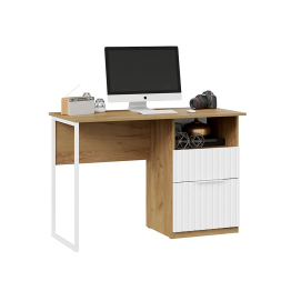 Стол письменный Хилтон тип 1, дуб крафт золотой, белый матовый