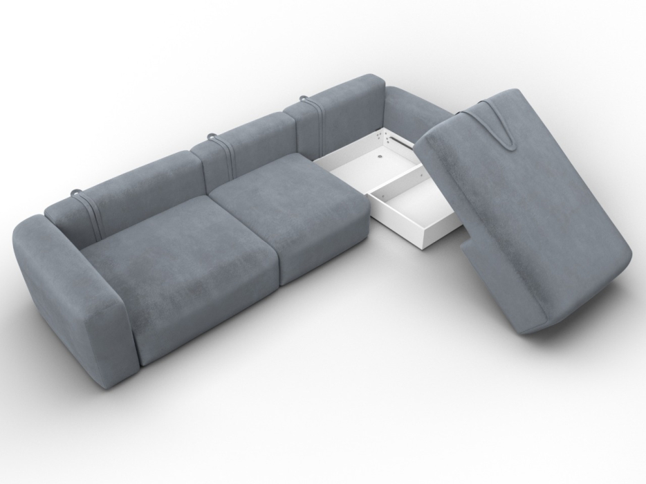 Диваны угловые в гостиную, Диван угловой Лига-066 НПБ Лонг угол правый, велюр TOWER