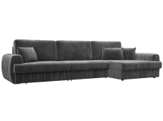 Диваны угловые в гостиную, Диван угловой Лига-057 НПБ Лонг угол правый, велюр TOWER