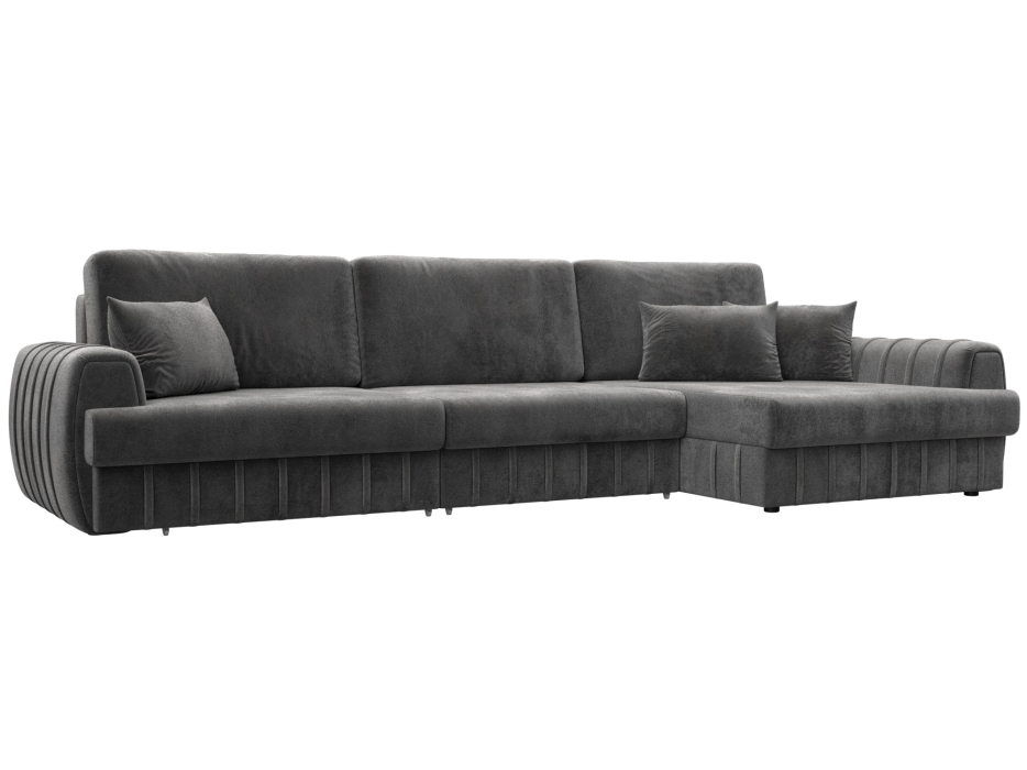 Диваны угловые в гостиную, Диван угловой Лига-057 НПБ Лонг угол правый, велюр TOWER