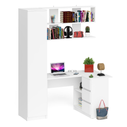 Стол угловой компьютерный Мори МС-16 правый с пеналом с полками и навесной открытой полкой 1200