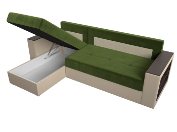 Диван угловой Дубай Лайт, микровельвет/экокожа, левый угол